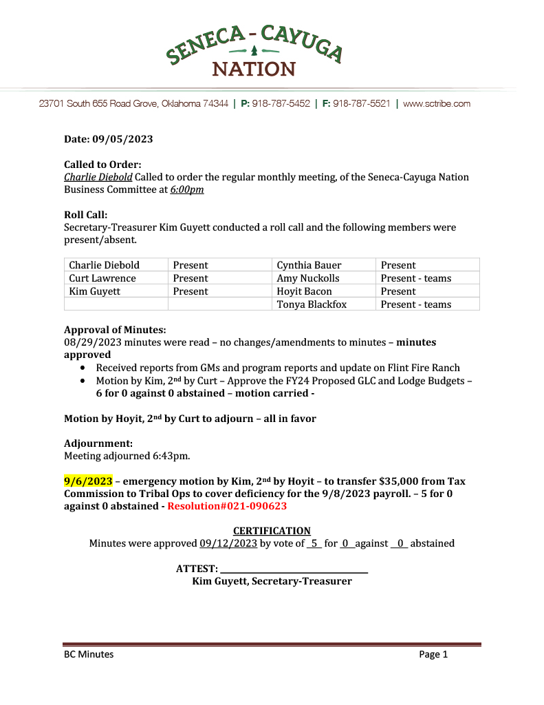 BC Minutes 09.05.23